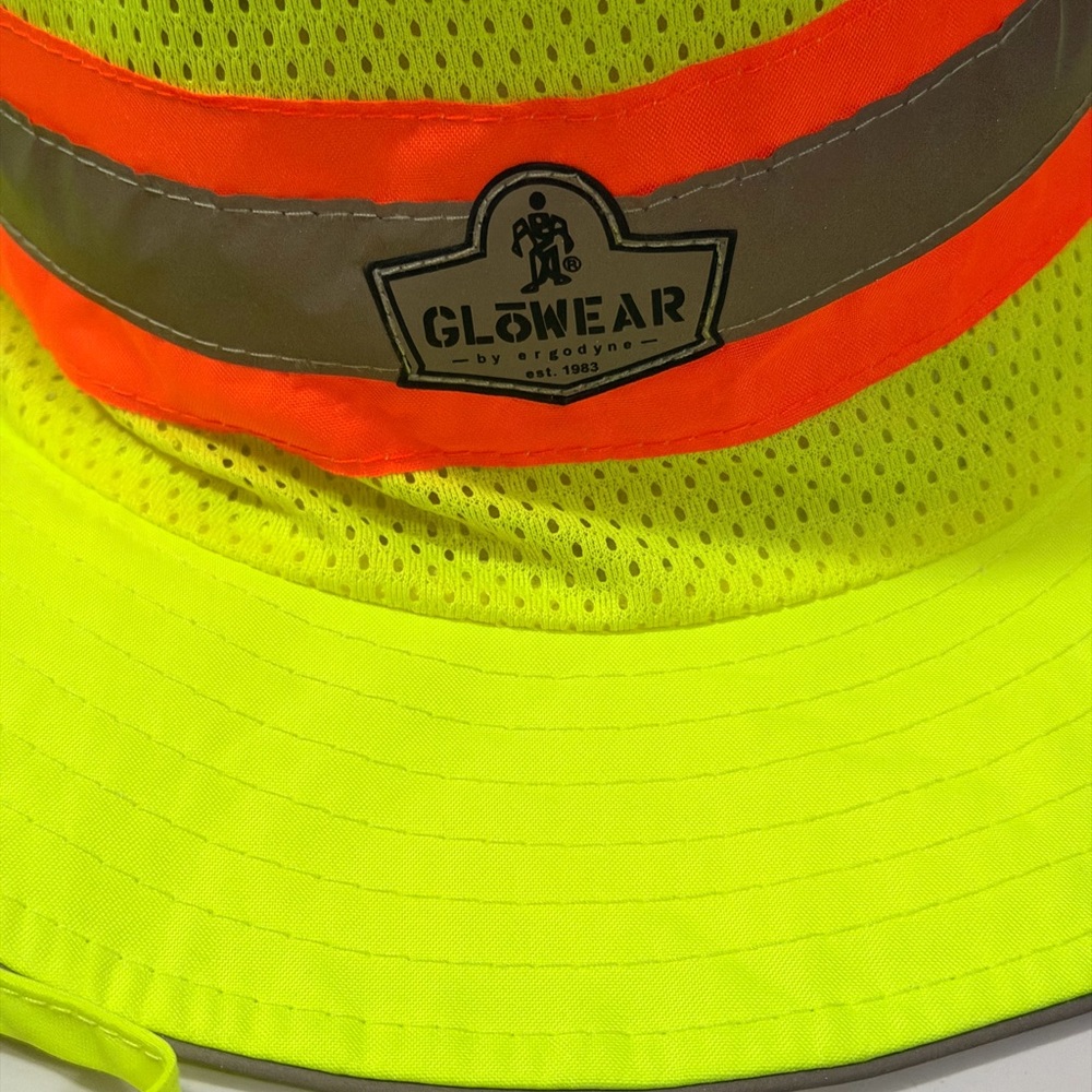 Glowear High-Visibility Safety Bucket Hat - Neon Yellow with Orange Trim